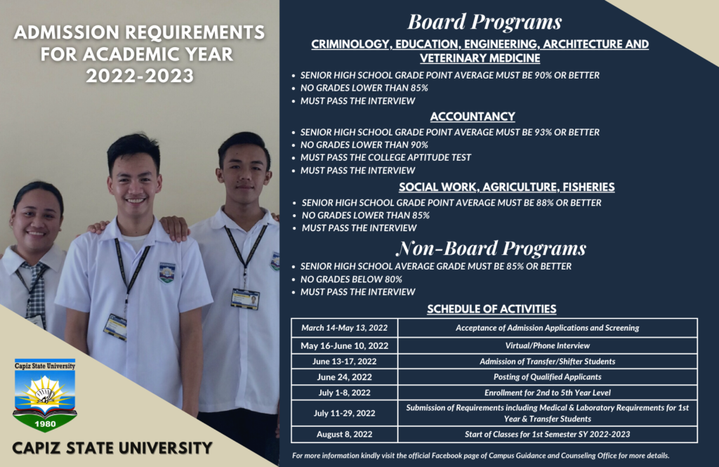 Admission Requirements SY 2022-2023 | Capiz State University